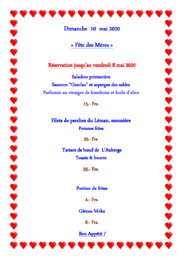 menu-fete-des-meres - Auberge Les Platanes | Auberge Les Platanes